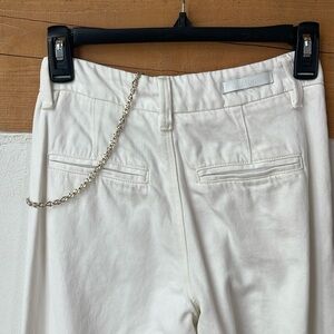 NWOT Paige off-white wide legged pants with gold and pearl chain